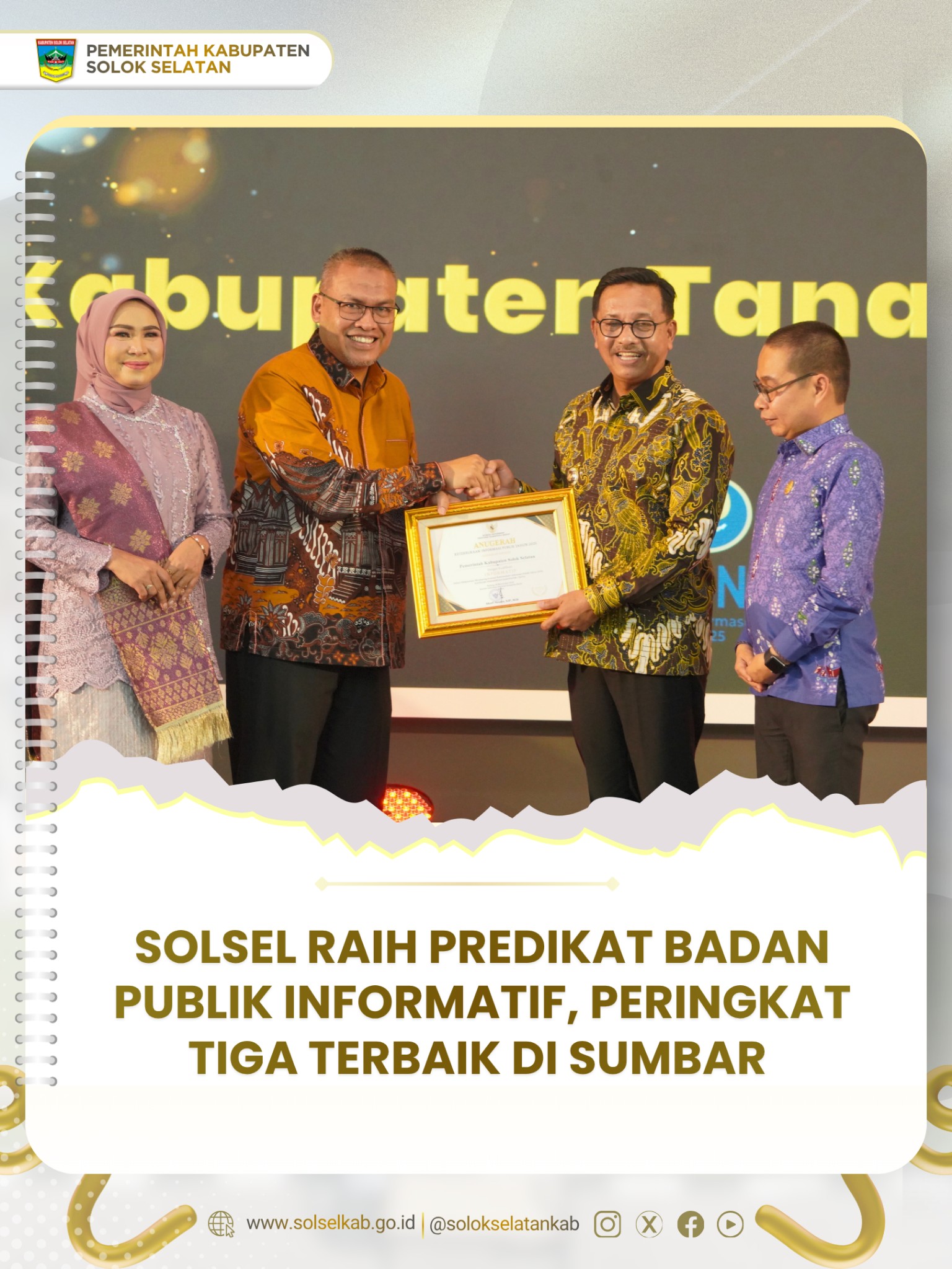 Solsel Raih Predikat Badan Publik Informatif, Peringkat Tiga Terbaik di Sumbar